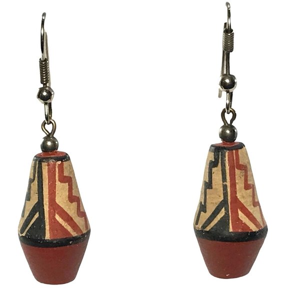 Handmade Jewelry - Handmade Southwestern Ceramic Earrings Hand Painted